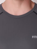 Fitinc Dryfit Stretchable Full Sleeves Grey Tshirt - FITINC