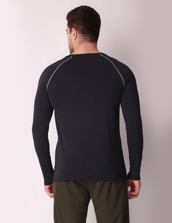 Fitinc Dryfit Stretchable Full Sleeves Black Tshirt - FITINC