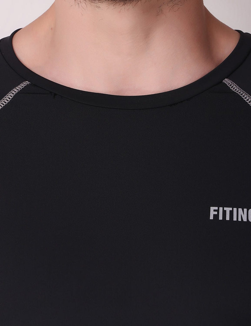 Fitinc Dryfit Stretchable Full Sleeves Black Tshirt – FITINC