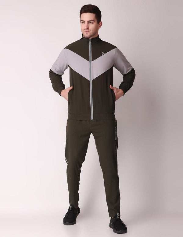Fitinc Men’s Olive Full Zip Tracksuit for Sports & Casual Occasion - FITINC
