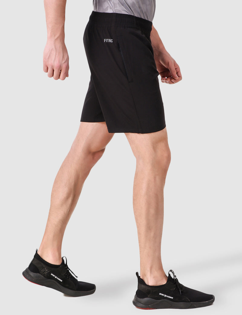 Fitinc Black Shorts for Men with Zipper Pockets - FITINC