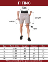 Fitinc Light Grey Shorts for Men with Zipper Pockets - FITINC