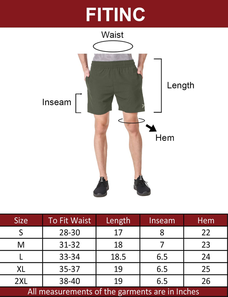 Fitinc Mehndi Shorts for Men with Zipper Pockets - FITINC