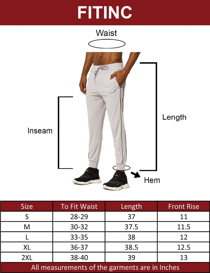 FITINC Slim Fit Light Grey Jogger for Men with Double Piping & Zip Pockets - FITINC