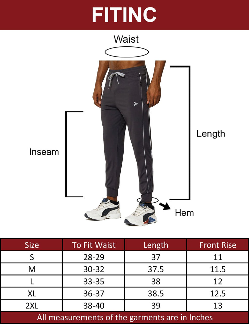 FITINC Slim Fit Dark Grey Jogger for Men with Double Piping & Zip Pockets - FITINC