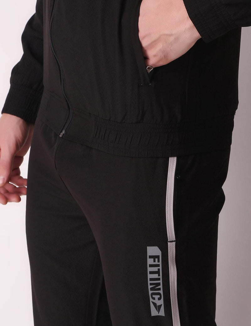 Fitinc Sports & Casual Black Tracksuit for Men with Zipper Pockets - FITINC
