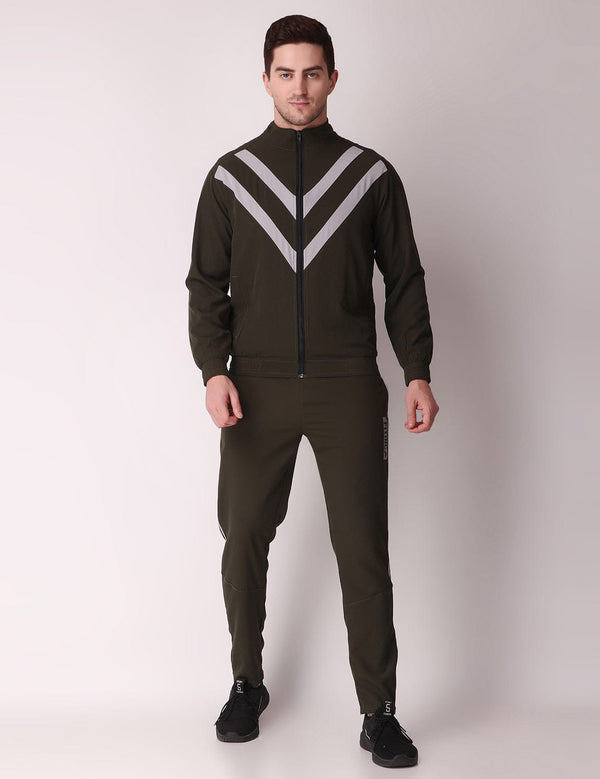 Fitinc Sports & Casual Olive Tracksuit for Men with Zipper Pockets - FITINC
