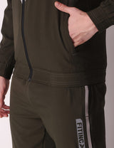 Fitinc Sports & Casual Olive Tracksuit for Men with Zipper Pockets - FITINC